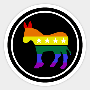 Rainbow LGBT Democrat Donkey Sticker